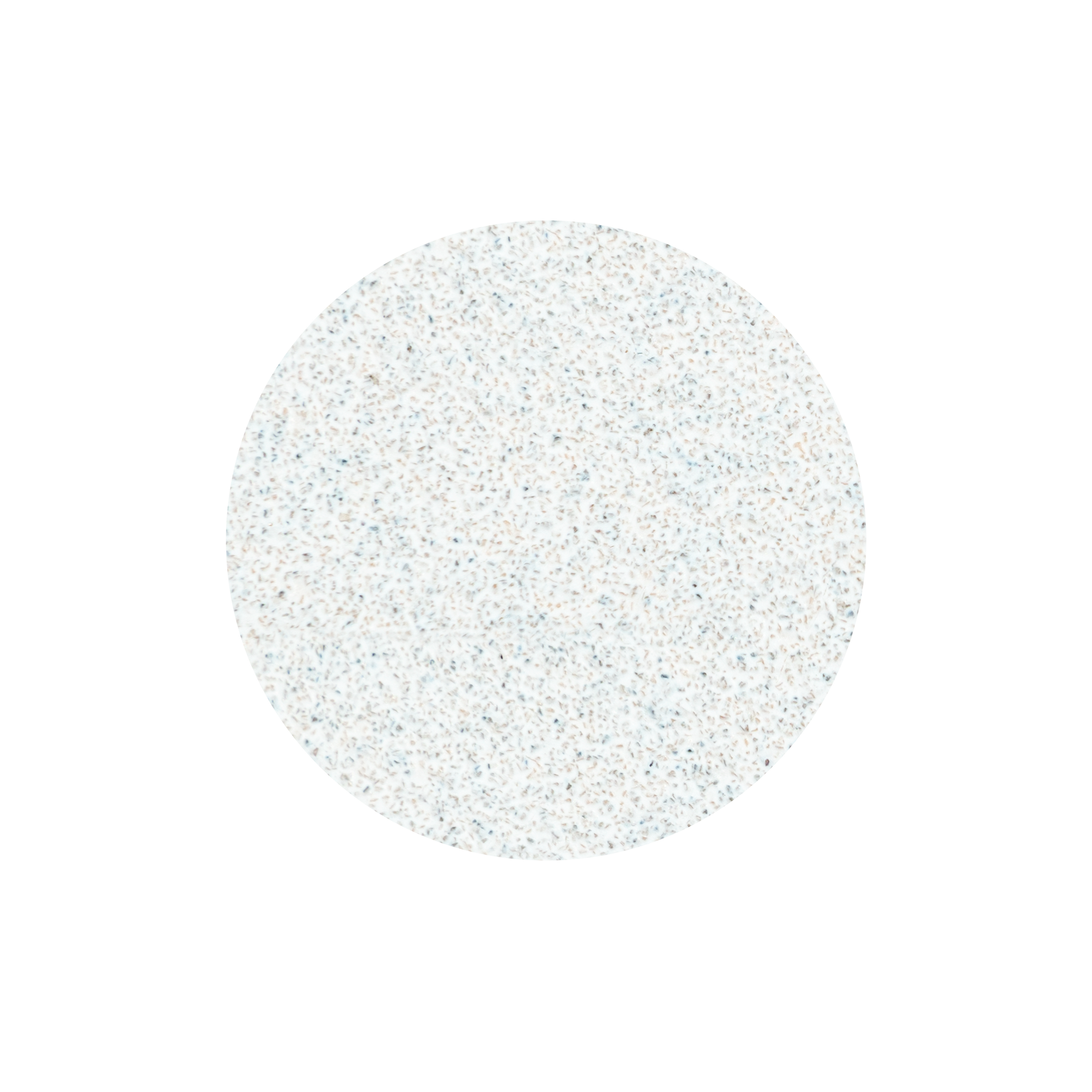 A white, round STALEKS PRO Disposable File for Pedicure Disc PODODISC L EXPERT (25mm) with blue and light brown speckles is shown against a solid black background. Pack contains 50 pieces. Brand: Staleks.