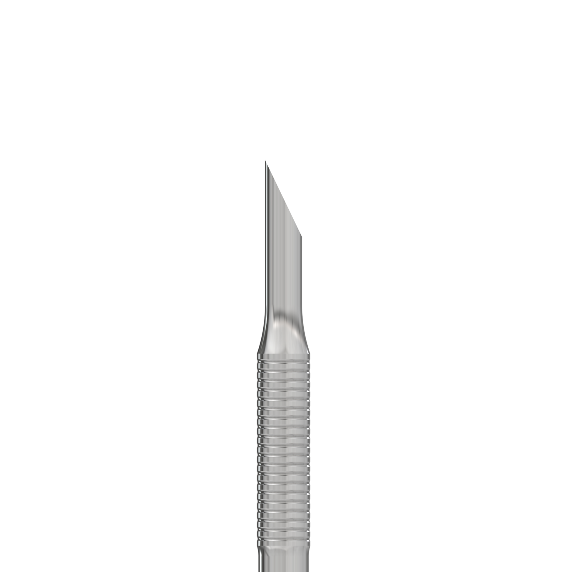 A close-up of the Staleks STALEKS PRO Manicure Pusher EXPERT 51 TYPE 2, featuring a beveled and loop pusher with a textured handle, ideal for precision manicure tasks like cuticle removal, isolated on white background.