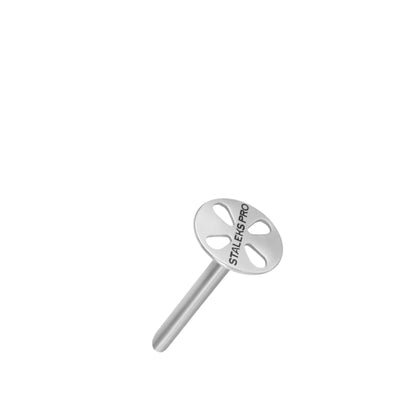 The STALEKS PRO Pedicure Disc PODODISC and Set of Disposable File 5 pcs by Staleks features a circular, slotted metal disc resembling a dental tool, shown against a plain white background.