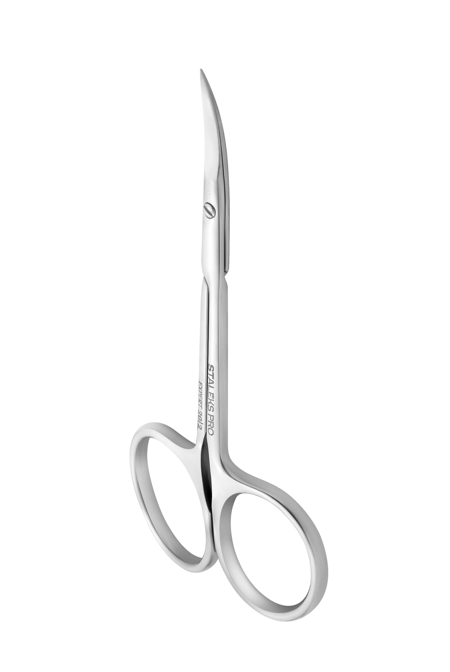 Staleks STALEKS PRO Professional Cuticle Scissors EXPERT 20 TYPE 2, made of high-alloy stainless steel with two finger holes and a curved blade, shown on a white background.