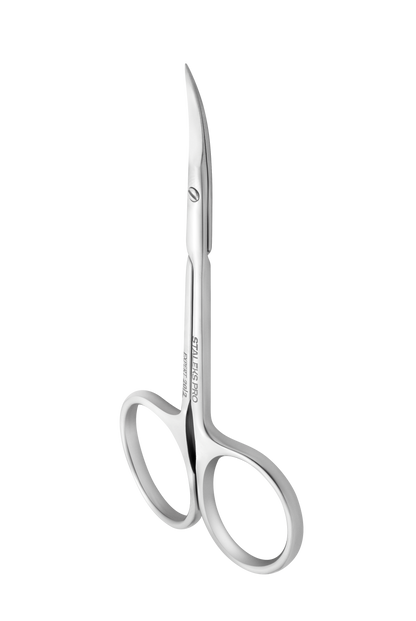 Staleks STALEKS PRO Professional Cuticle Scissors EXPERT 20 TYPE 2, made of high-alloy stainless steel with two finger holes and a curved blade, shown on a white background.