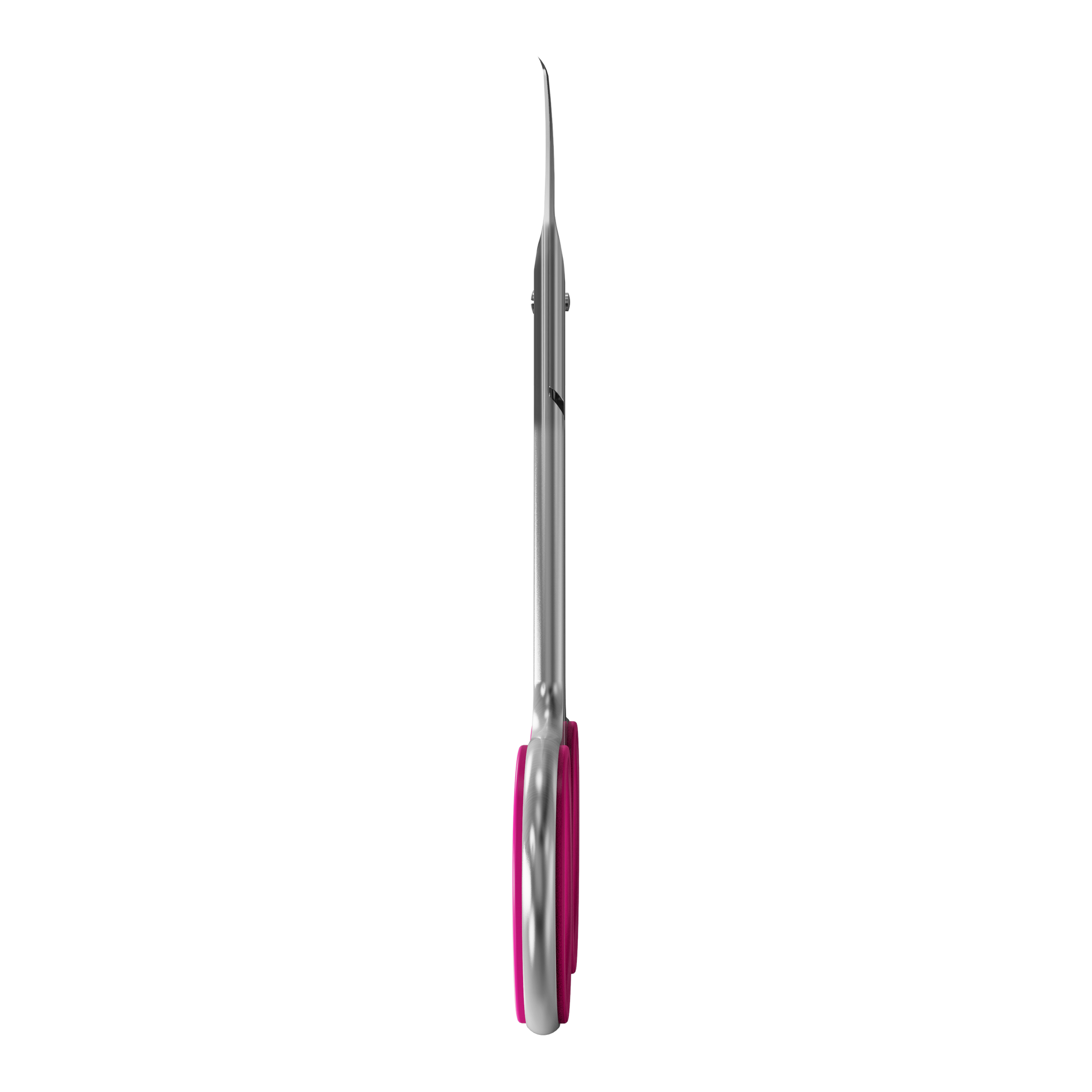 The STALEKS PRO Professional Cuticle Scissors With Hook SMART 41 TYPE 3 by Staleks are shown side-on, displaying high-alloy stainless steel blades and pink-gray handles, isolated against a black background.