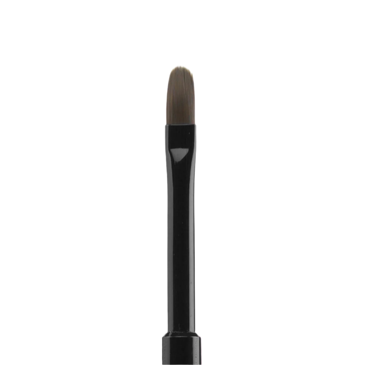 A close-up of the STALEKS PRO Brush for gel EXPERT by Staleks, featuring a comfortable black handle and short, oval-shaped synthetic bristles (6 mm wide, 11 mm long), set against a white background.