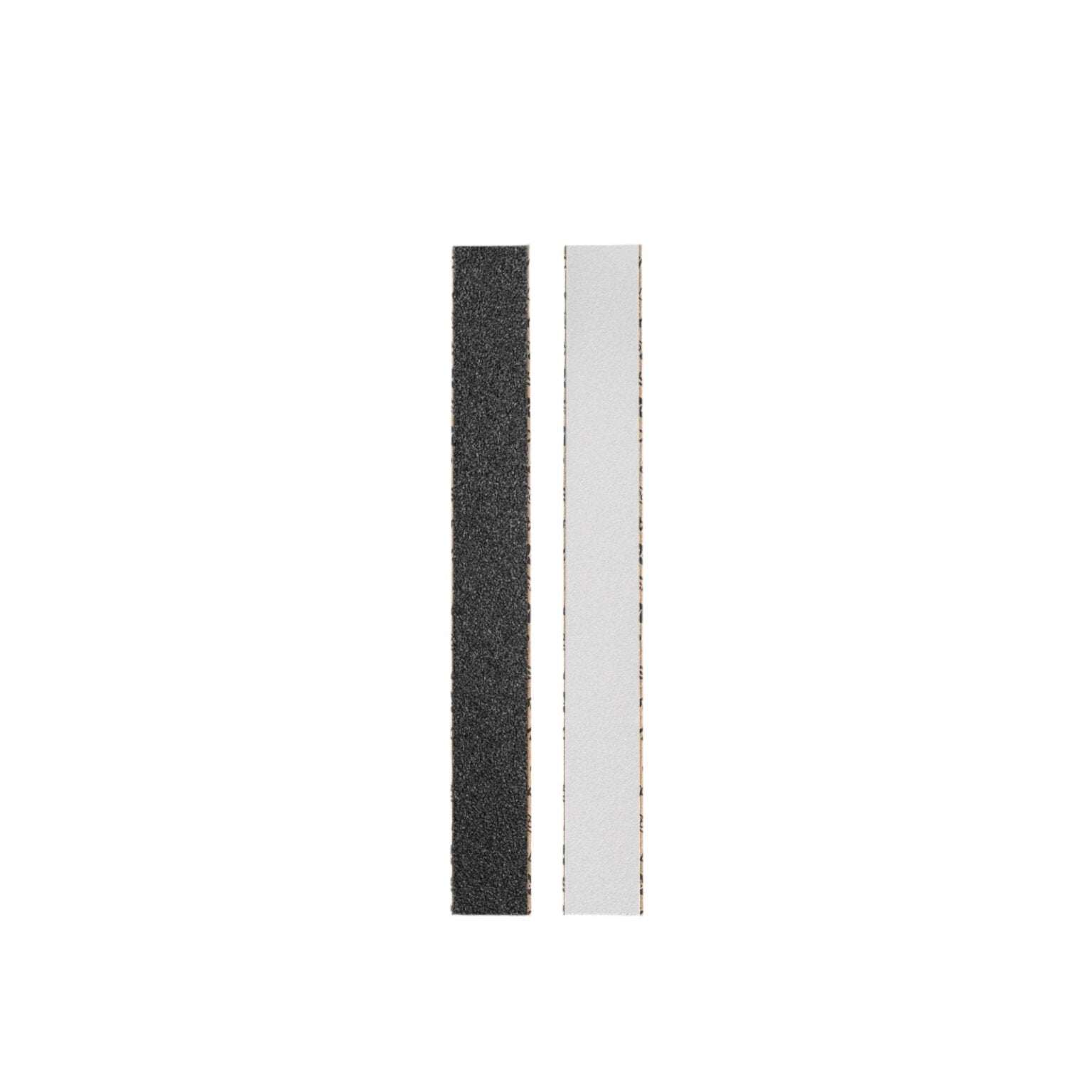 Two STALEKS PRO Disposable double-sided nail files papmAm on a soft base Mix Expert 20 (25 pcs) by Staleks are placed vertically side by side on a white background, one in black and one in white—ideal for manicures and pedicures.