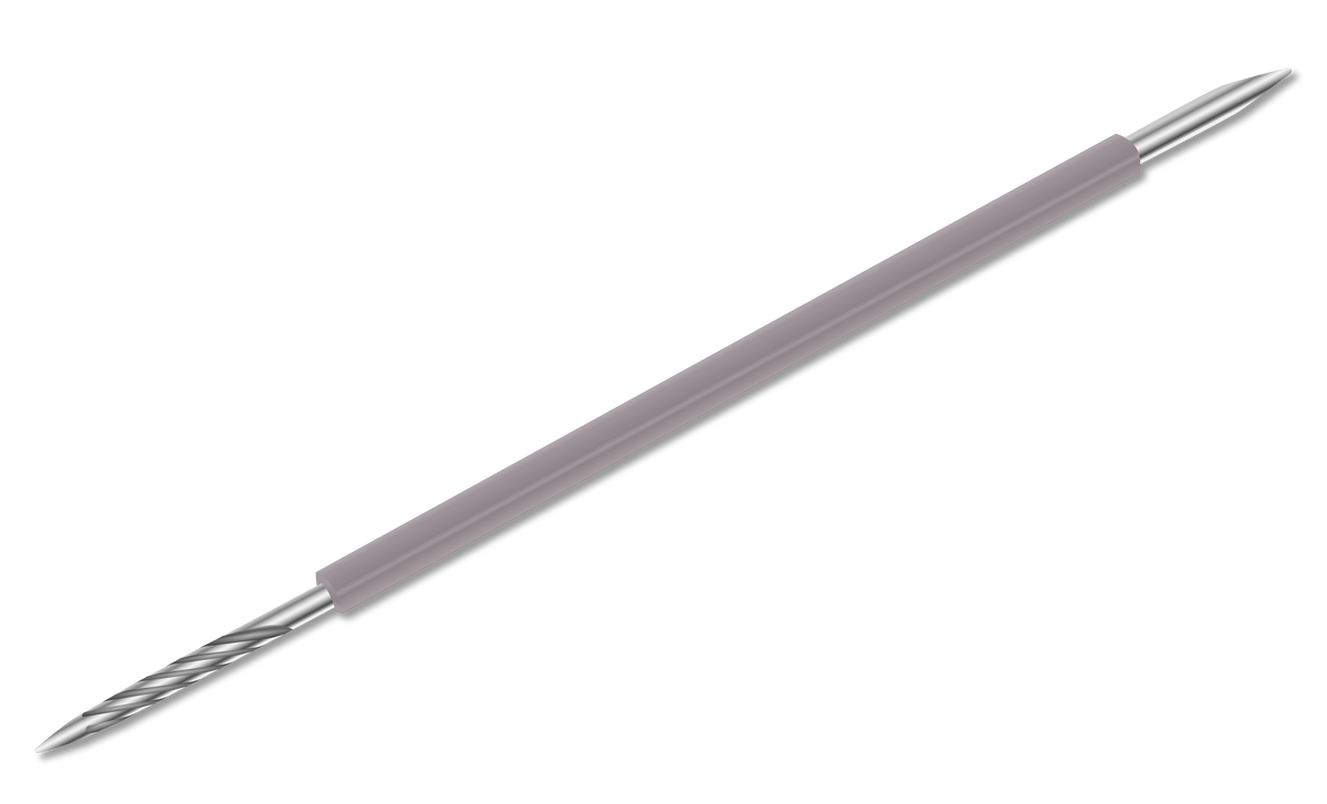 Expertly crafted by Isis Cutelaria, the ISIS CUTELARIA Toothpick Double-End Stick pointed tip Pusher (Palito Bastao Cores) features a durable stainless steel dual-ended design with a twisted tip on one end and a pointed tip on the other, complemented by a light purple handle in the center—making it an ideal Brazilian Palito Bastão inox cuticle pusher for precise nail care.