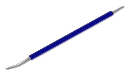 A stainless steel precision pusher for ingrown nails from Isis Cutelaria, featuring a pointed tip and a blue handle, positioned diagonally on a white background—resembling the Brazilian “palito” commonly used for cuticle care.