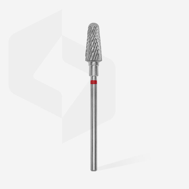 The STALEKS PRO Carbide Nail Drill Bit by Staleks features a 6 mm frustum-shaped, textured head and a 14 mm working part, ideal for pedicures. The tool is shown against a plain white background.