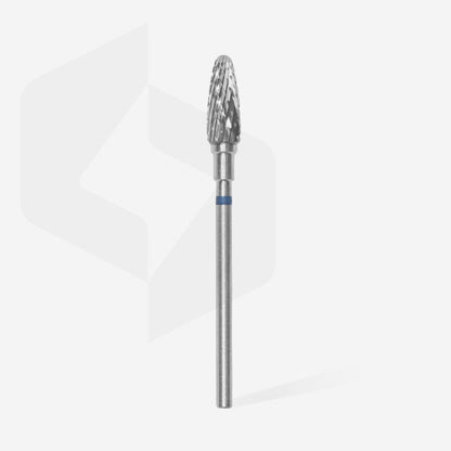 The STALEKS PRO Carbide Nail Drill Bit Corn Blue EXPERT by Staleks features a 5 mm diameter, 13 mm head, and is shown upright against a white background. Ideal for shaping artificial nails during hardware manicures.