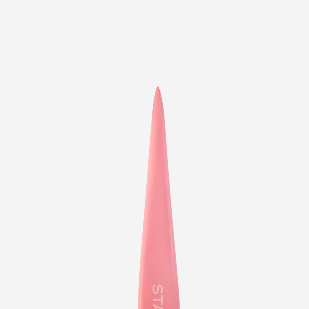 A close-up of Staleks STALEKS PRO Eyebrow Tweezers BEAUTY & CARE 11 TYPE 5 (Point) with pointed tips, centered vertically against a plain white background.